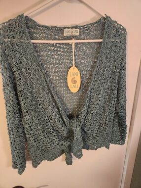 NWT Lani Lau Women's Open-Knit Tie-Front Cardigan Size Med
